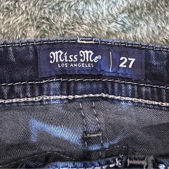Miss Me Blue Cropped Jeans with Intricate Embroidery - Picture 4 of 5